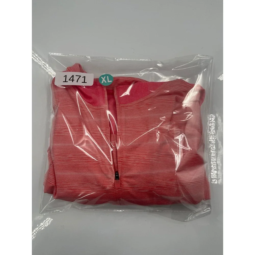 Johnnie-O‎ Mens XL Coral Pink Striped Quarter Zip Performance Pullover Golf Top